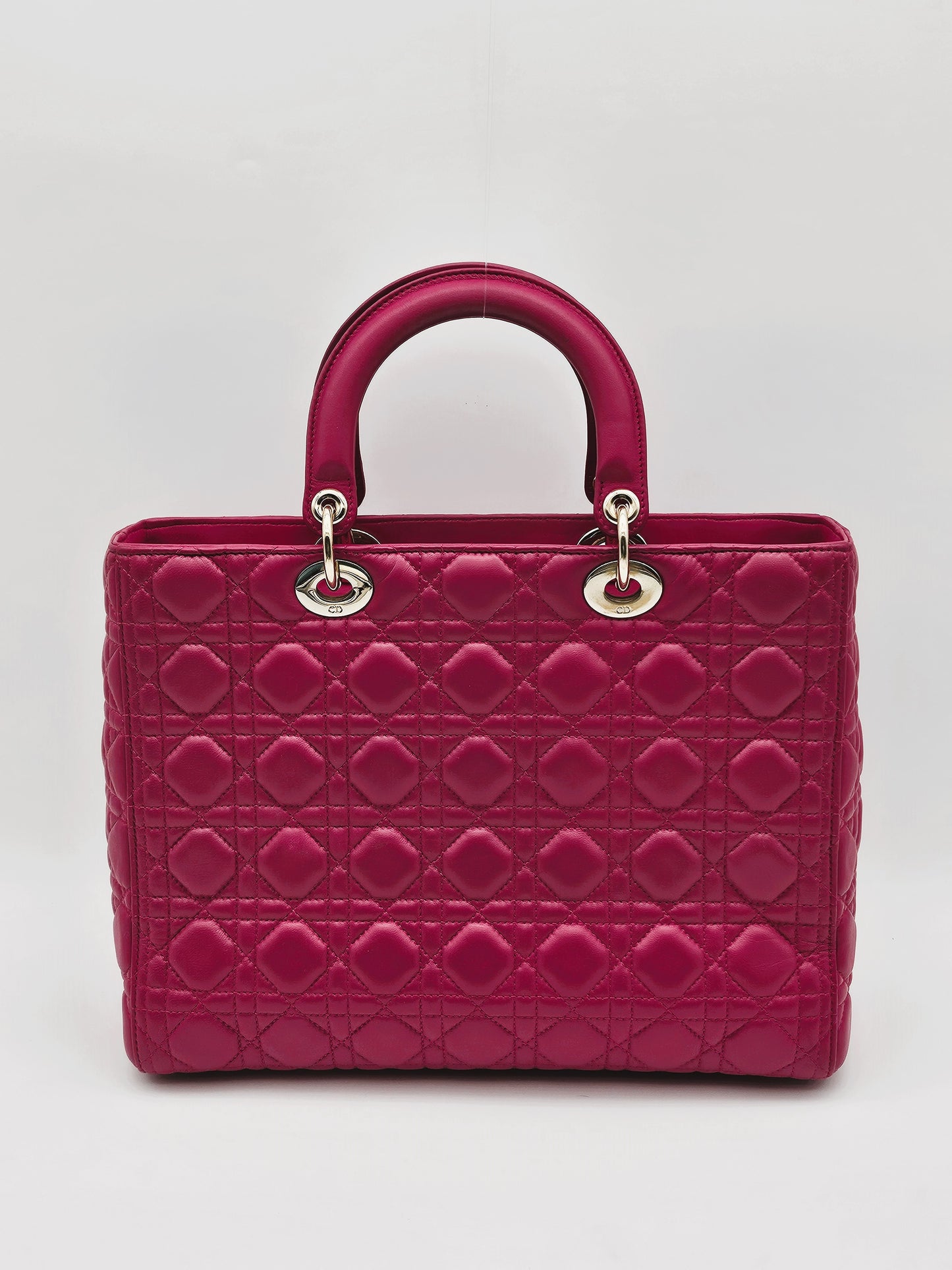 DIOR Large Lady Dior Cannage Lambskin Handbag