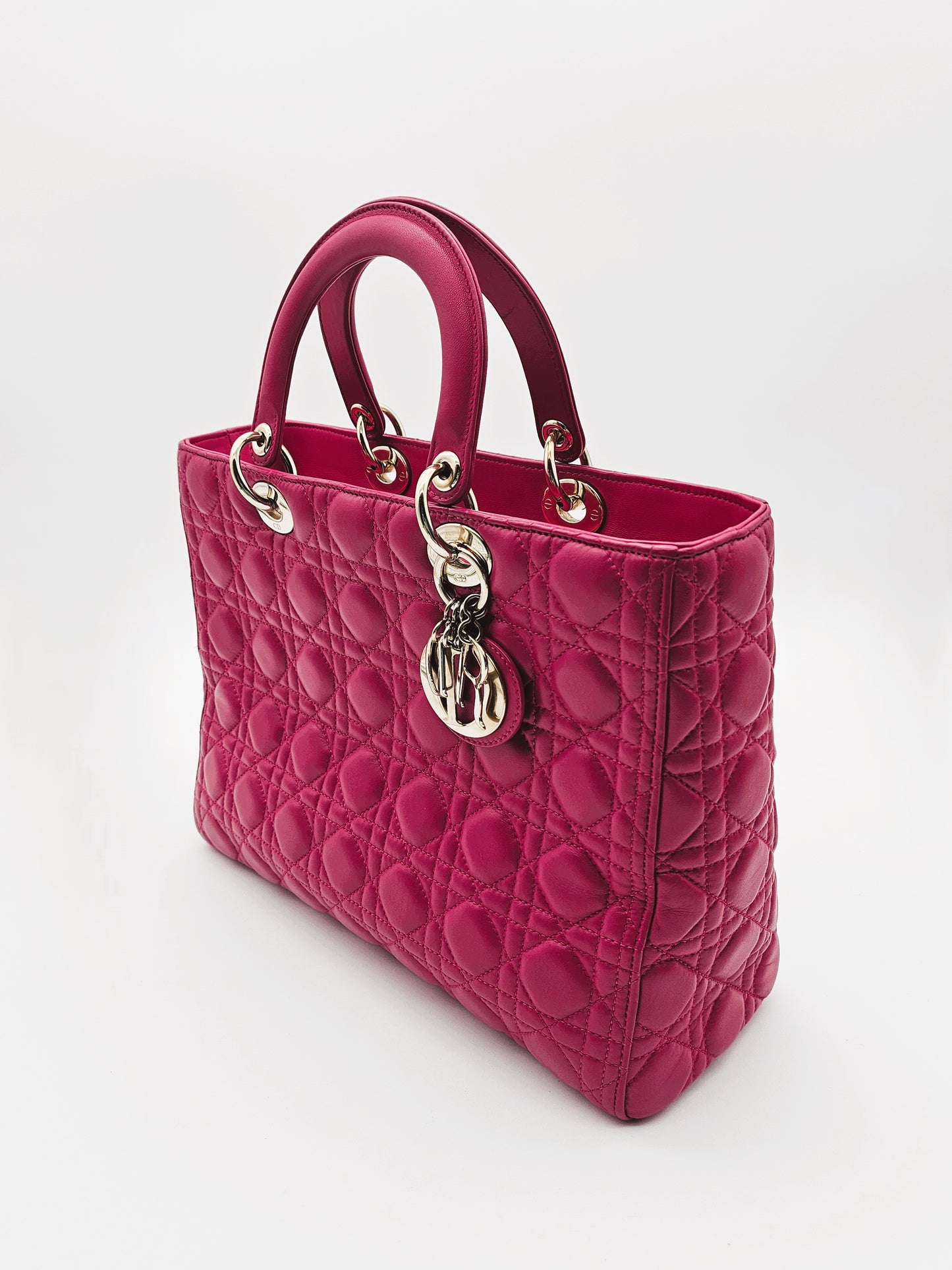 DIOR Large Lady Dior Cannage Lambskin Handbag