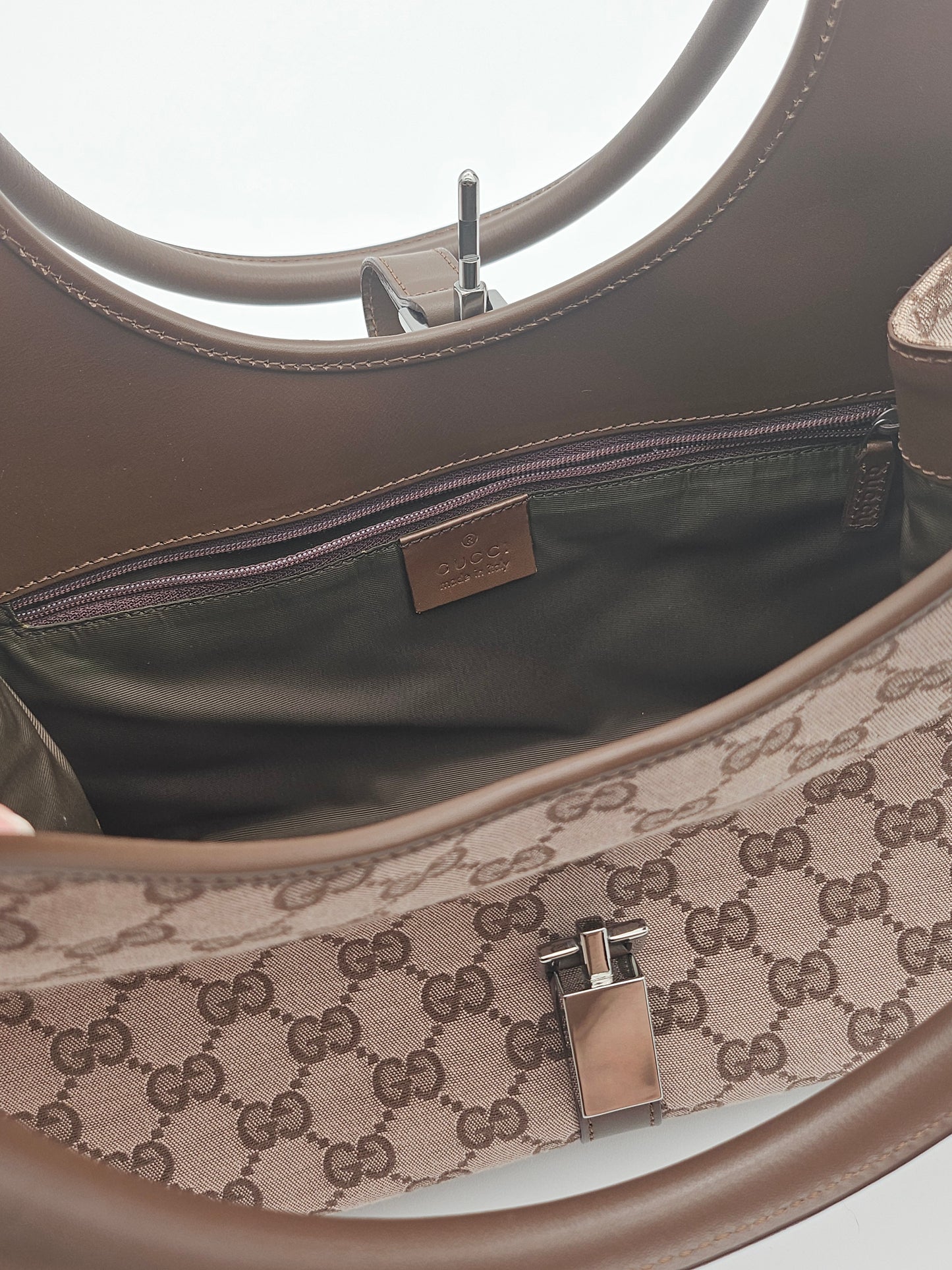 GUCCI Jackie GG Canvas Small Bardot Handbag