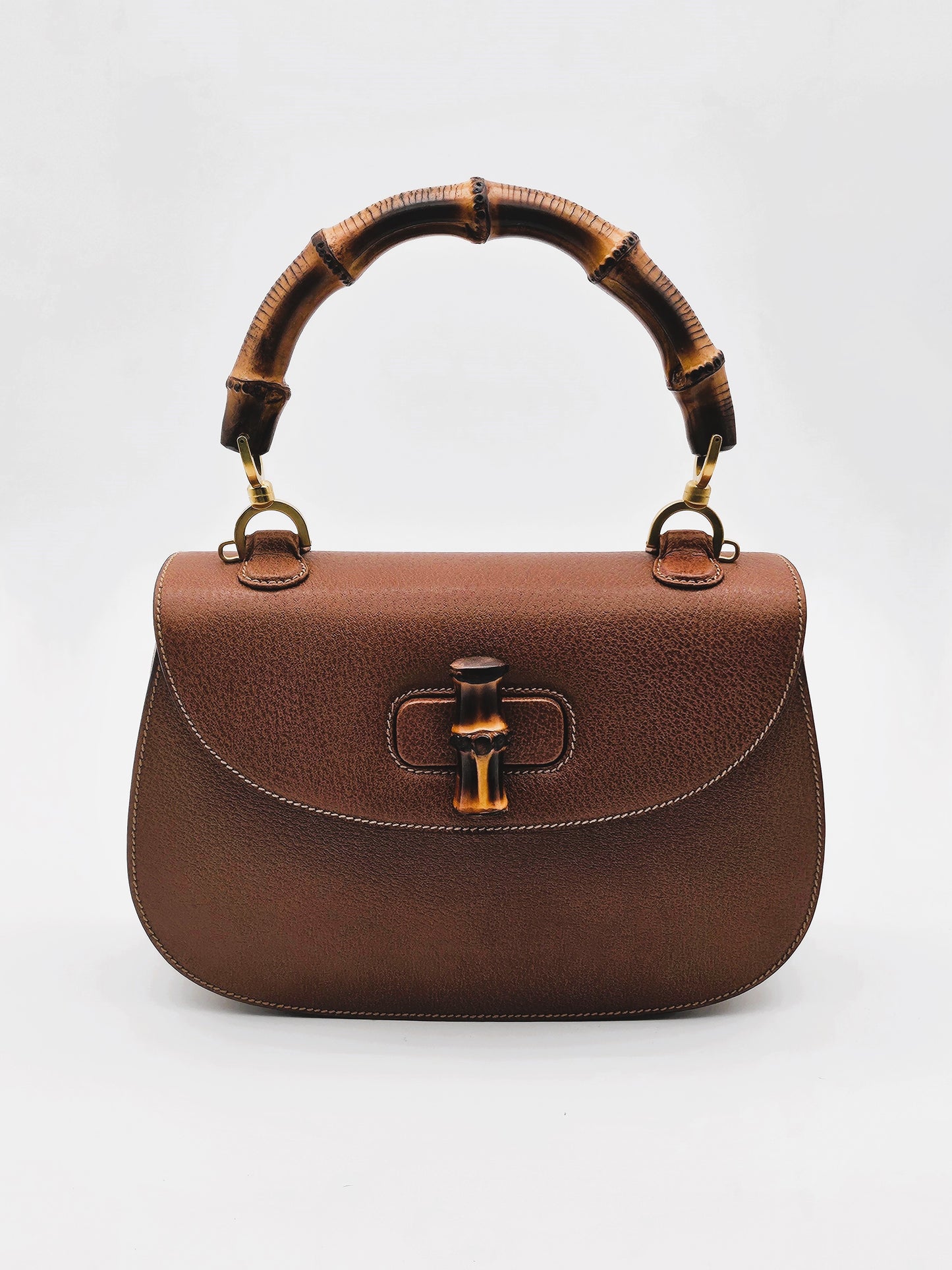 GUCCI Bamboo 1947 Leather Turn-lock Handbag