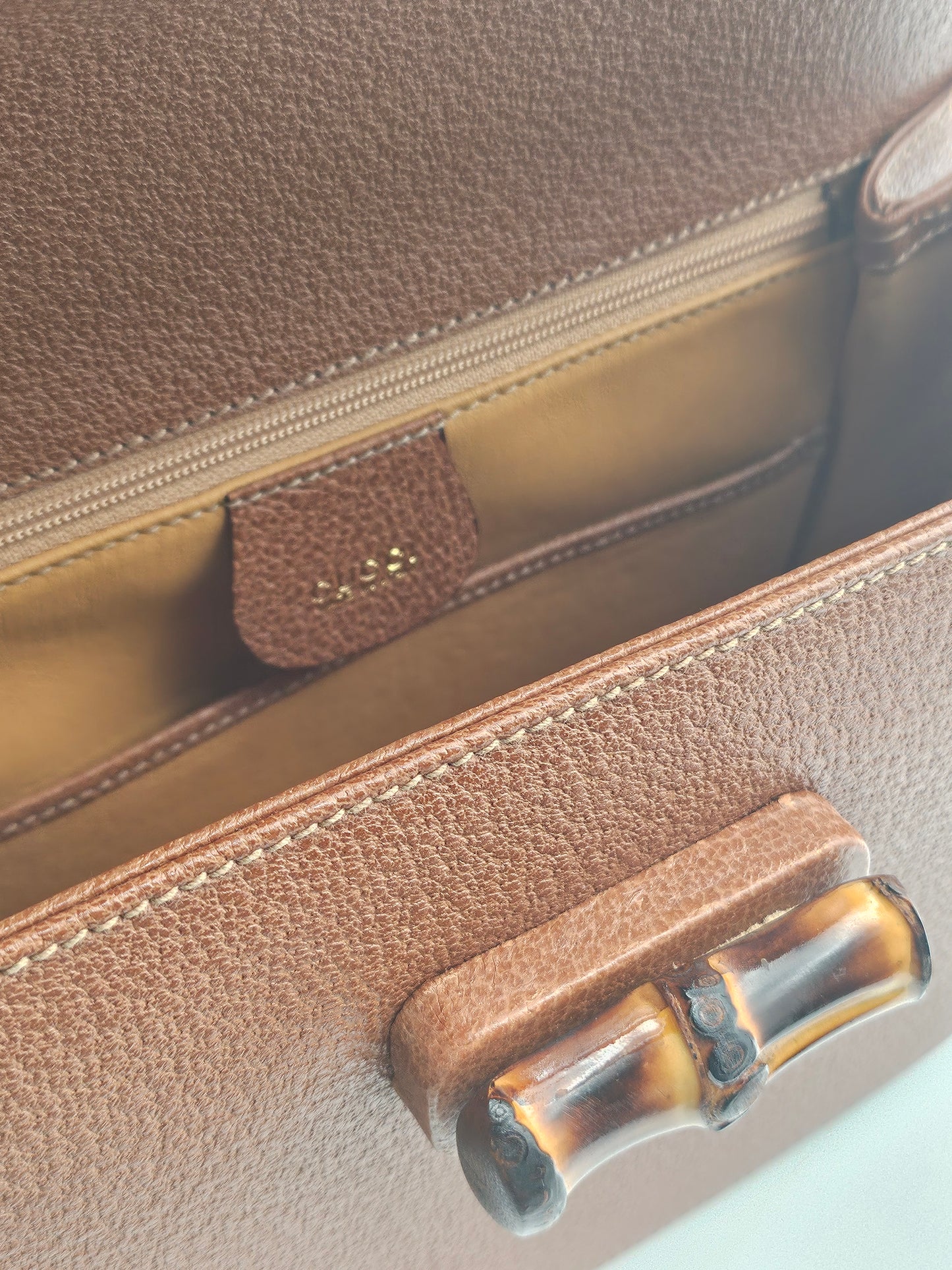 GUCCI Bamboo 1947 Leather Turn-lock Handbag