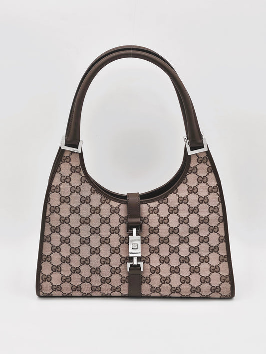 GUCCI Jackie GG Canvas Small Bardot Handbag